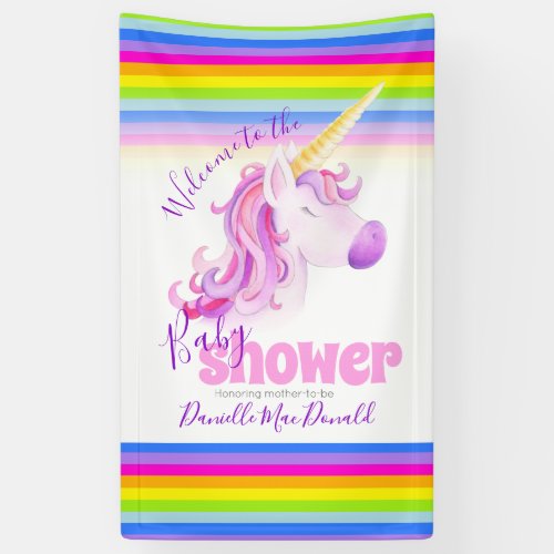 Baby shower rainbow unicorn banner