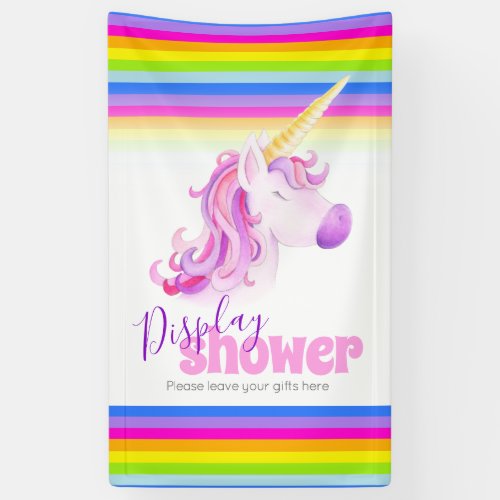 Baby shower rainbow unicorn gift display banner