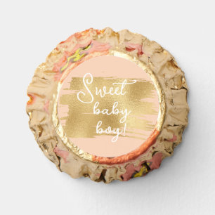 Baby Shower Reese's Miniature Labels Pink Gold Peanut Butter Cups