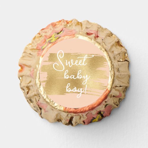 Baby Shower Reeses Miniature Labels Pink Gold Reeses Peanut Butter Cups