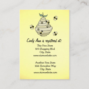 Baby Shower Registry Card Bee Theme