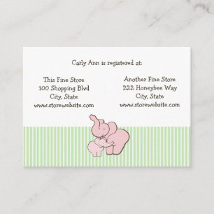 Baby Shower Registry Card Pink Elephant Hugs