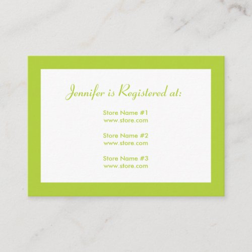 Baby Shower Registry Card with Date _ Green