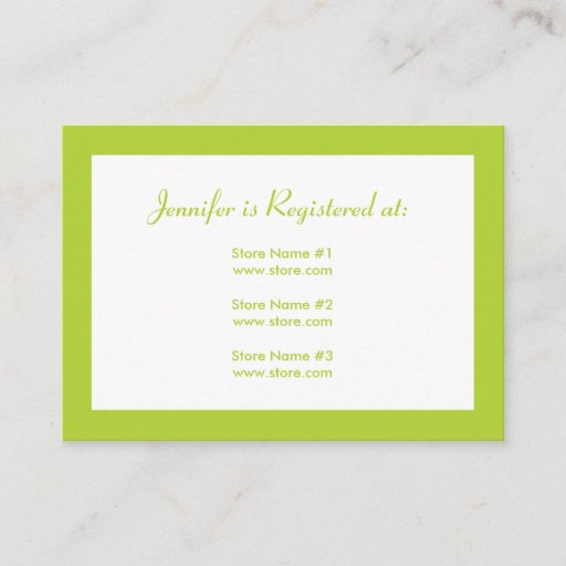 Customizable Baby Shower Registry Card with Date - Green Business Card