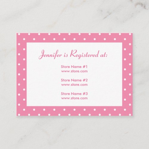 Baby Shower Registry Card with Date _ Pink Dots