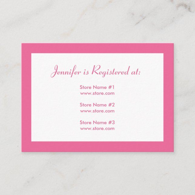 Baby Shower Registry Card with Date - Pink Dots (Front)
