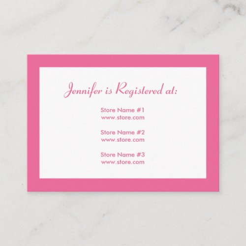 Baby Shower Registry Card with Date _ Pink Dots