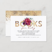 Baby Shower Request - Burgundy Red Floral Business Card (Front/Back)