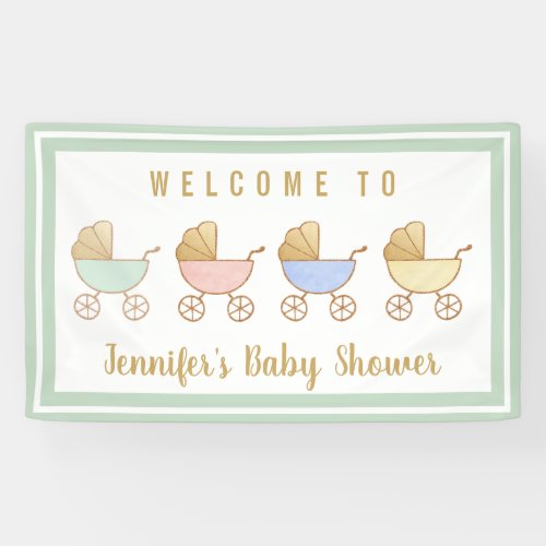 Baby Shower Retro Carriage Parade Welcome Banner