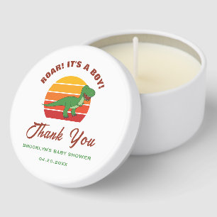 Baby Shower Retro Sunset Dinosaur Roar Its A Boy Mini Candle Favors