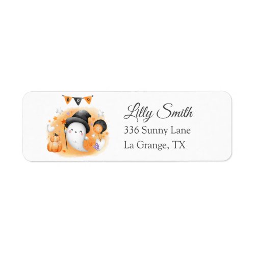 Baby Shower Return Address Label Little Boo Ghost