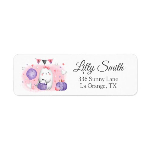 Baby Shower Return Address Label Little Boo Girl 