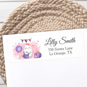 Baby Shower Return Address Label Little Boo Girl