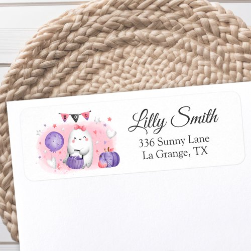 Baby Shower Return Address Label Little Boo Girl 