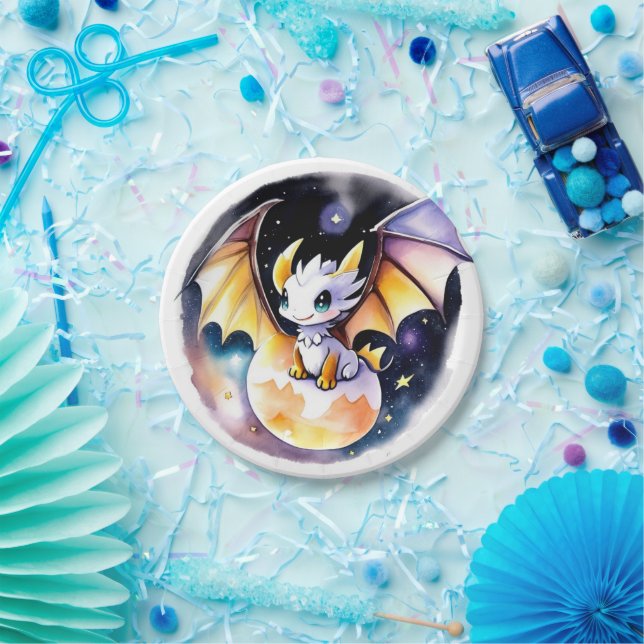 Baby Shower: Roaring Dragon Theme Paper Plates (Party)