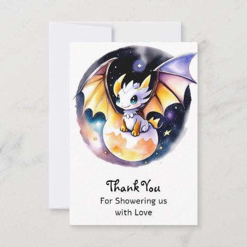 Baby Shower Roaring Dragon Theme Thank You Card