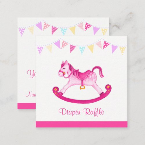 Baby shower rocking horse art diaper raffle cards