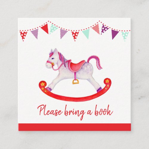 Baby shower rocking horse book request cards