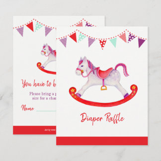 Baby shower rocking horse diaper raffle  enclosure card