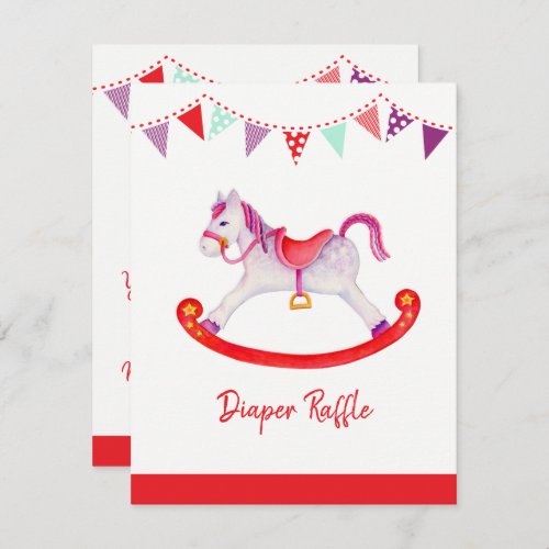 Baby shower rocking horse diaper raffle  enclosure card