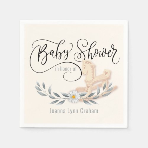 Baby Shower Rocking Horse Personalized Paper Napkins