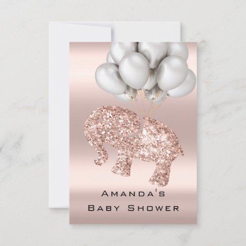 Baby Shower Rose Balloon Elephant Girl Boy glitter Invitation