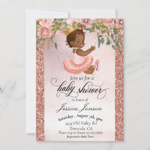 Baby Shower Rose Gold African American Invitation