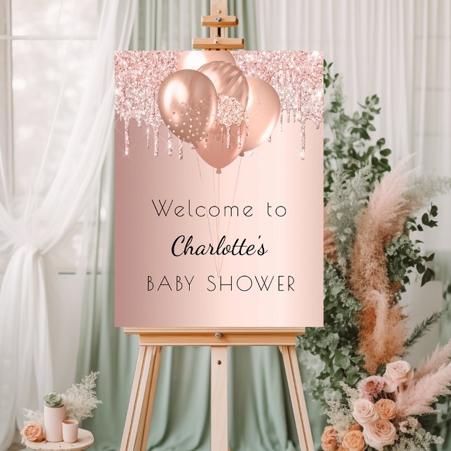 Baby Shower rose gold balloons welcome sign (Creator Uploaded)