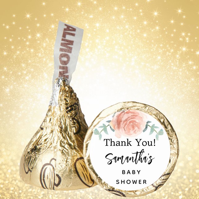 Baby Shower rose gold blush floral thank you Hershey®'s Kisses® (Creator Uploaded)