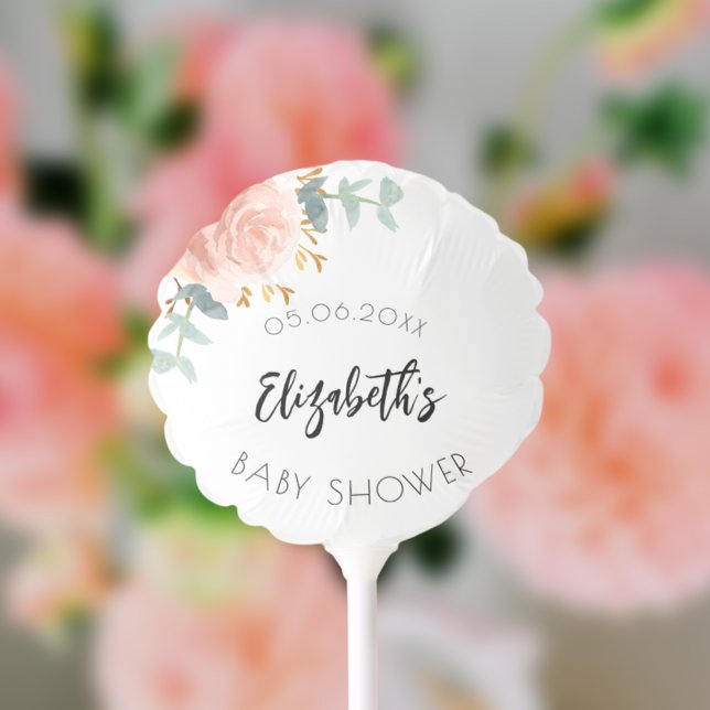 Baby Shower rose gold blush flowers eucalyptus Balloon (Creator Uploaded)