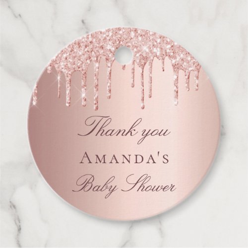 Baby Shower rose gold blush glitter thank you Favor Tags