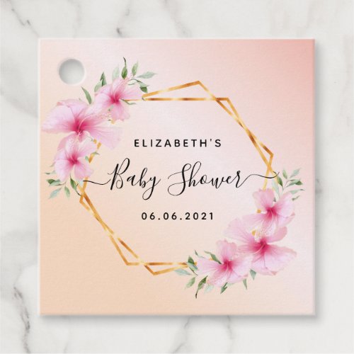 Baby Shower rose gold blush pink floral geometric Favor Tags