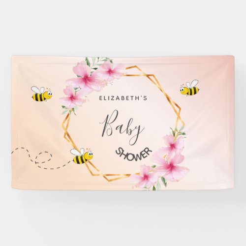 Baby Shower rose gold blush pink floral mom to bee Banner