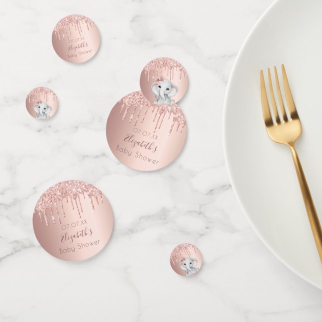 Baby Shower rose gold cute elephant girl Confetti (Group)
