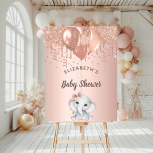 Baby Shower rose gold elephant balloons welcome Foam Board