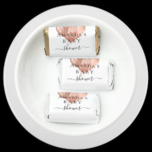 Baby Shower rose gold elephant girl name Hershey's Miniatures