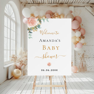 Baby Shower rose gold floral eucalyptus elegant Foam Board