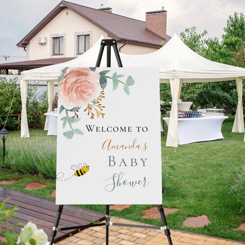 Baby Shower rose gold floral greenery bee Foam Board