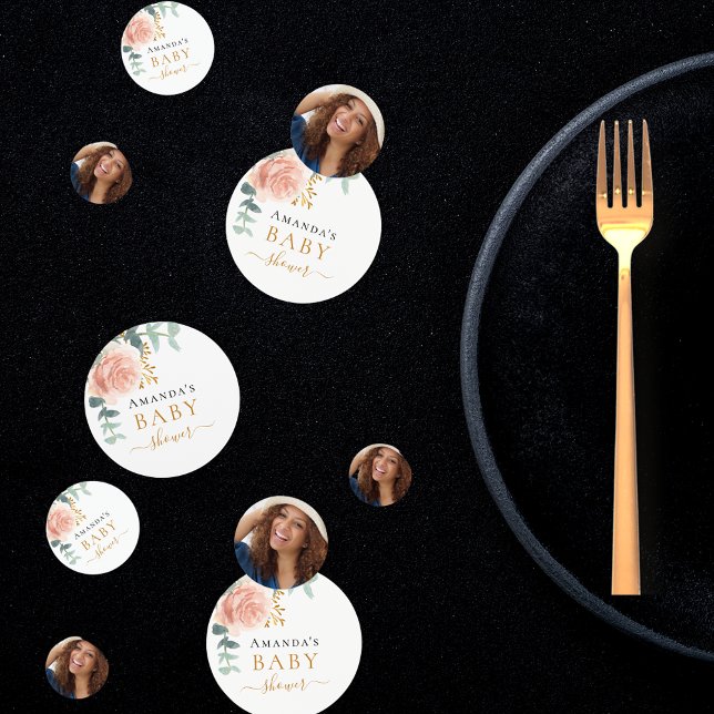 Baby Shower rose gold flower photo Confetti (Creator Uploaded)