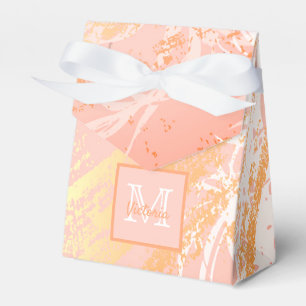 Baby Shower rose gold foliage modern monogram Favor Boxes