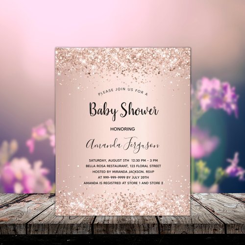 Baby Shower rose gold girl budget invitation