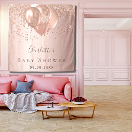 Baby Shower rose gold glitter balloons Tapestry
