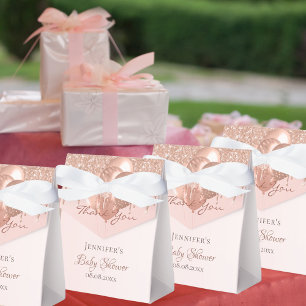 Baby Shower rose gold glitter drips thank you Favor Boxes