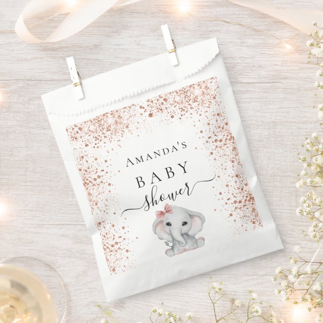 Baby Shower rose gold glitter elephant balloons  Favor Bag (Clipped)