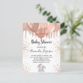 Baby Shower rose gold glitter elephant balloons Invitation Postcard (Standing Front)