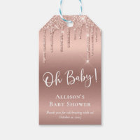 Baby Shower Rose Gold Glitter Thank You Gift Tags