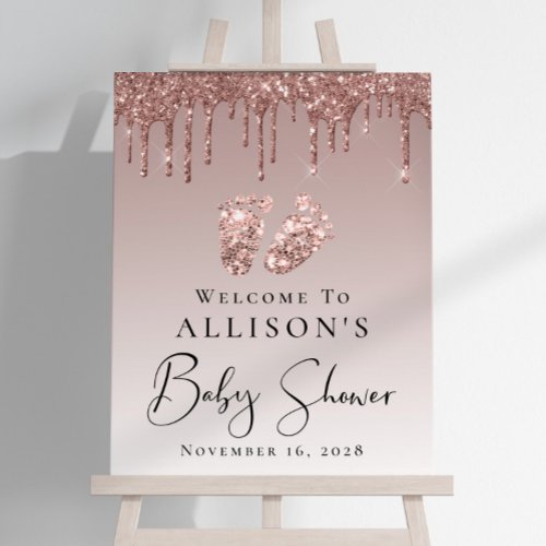 Baby Shower Rose Gold Glitter Welcome Foam Board