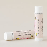 Baby shower rose gold pink bumble bees thank you lip balm