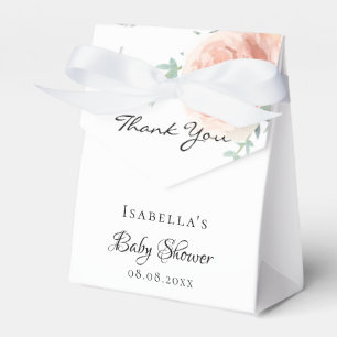 Baby shower rose gold pink floral girl thank you favor boxes