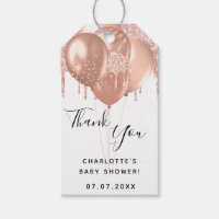 Baby Shower rose gold white balloon thank you  Gift Tags